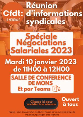REUNION D’INFORMATIONS SYNDICALES SPECIALE NEGOCIATIONS SALARIALES